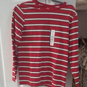 Wonder Nation Red and White Striped Long Sleeve Tee